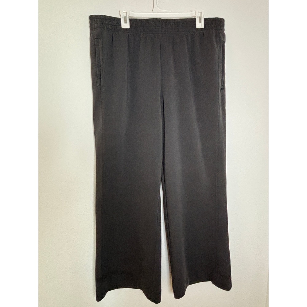 Fabletics Black Wide Leg Athletic Yoga Pants Womens XXL 1X Pockets Relaxed Fit